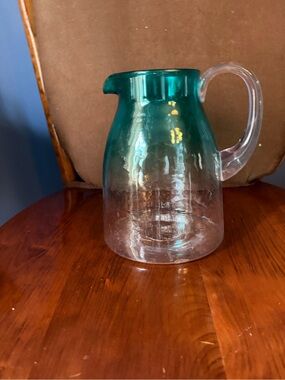 Green-Tinted Glass Pitcher with Clear Handle